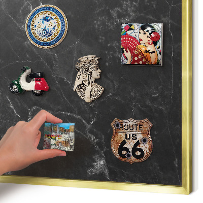 Tableau magnétique avec cadre de couleur dorée Marbre noir