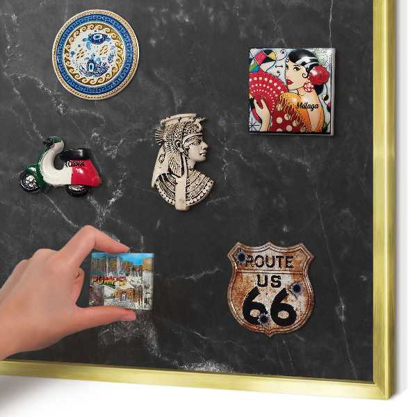 Tableau magnétique avec cadre de couleur dorée Marbre noir