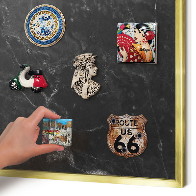 Tableau magnétique avec cadre de couleur dorée Marbre noir