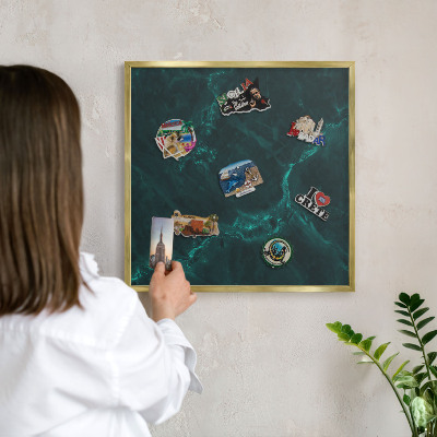 Tableau pour aimants cadre doré Profondeur verte