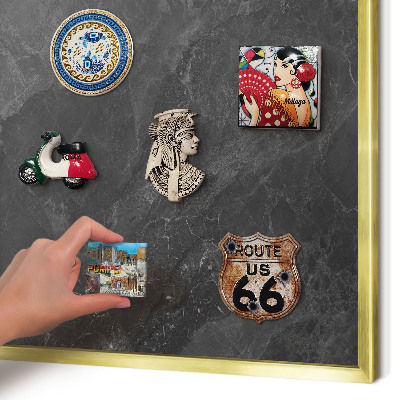 Tableau magnétique avec cadre de couleur dorée Élégance grise