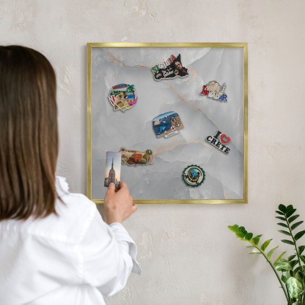 Tableau pour aimants cadre doré Veines grises