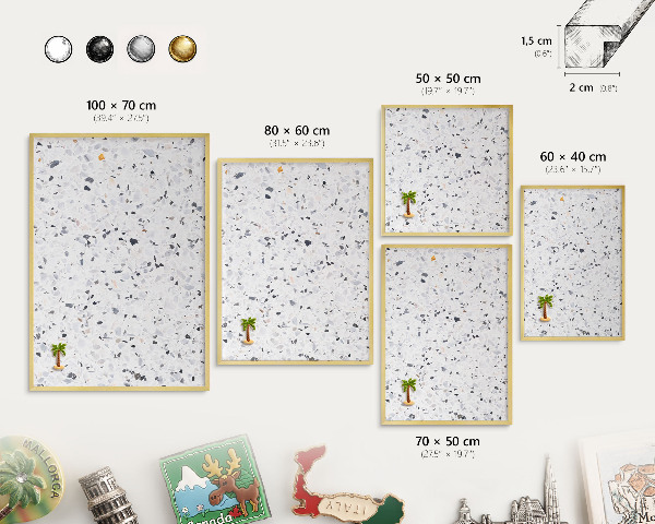 Tableau pour aimants cadre doré Style terrazzo