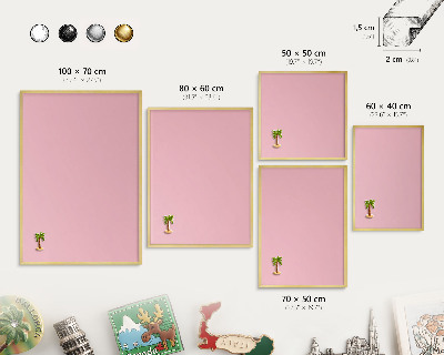 Tableau magnétique avec cadre de couleur dorée Rose clair