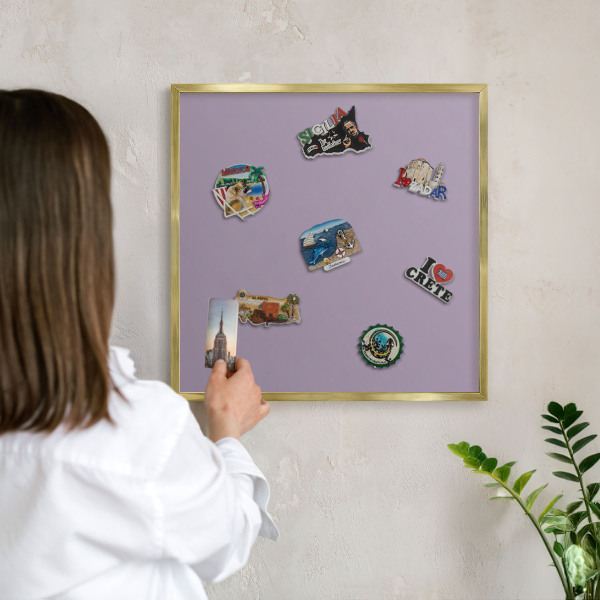 Tableau magnétique avec cadre de couleur dorée Lilas violet