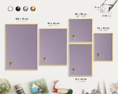 Tableau magnétique avec cadre de couleur dorée Lilas violet