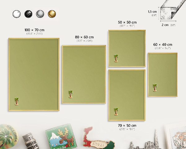 Tableau pour aimants cadre doré Vert vintage