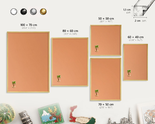 Tableau pour aimants cadre doré Orange pastel