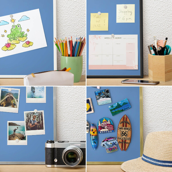 Tableau magnétique avec cadre de couleur dorée Couleur bleue