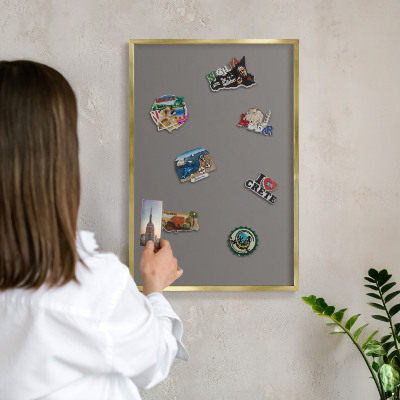 Tableau pour aimants cadre doré Gris foncé