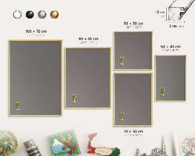 Tableau pour aimants cadre doré Gris foncé