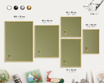 Tableau magnétique avec cadre de couleur dorée Herbe verte