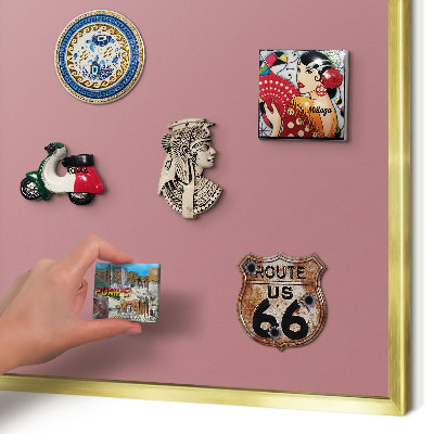 Tableau magnétique avec cadre de couleur dorée Rose poudré