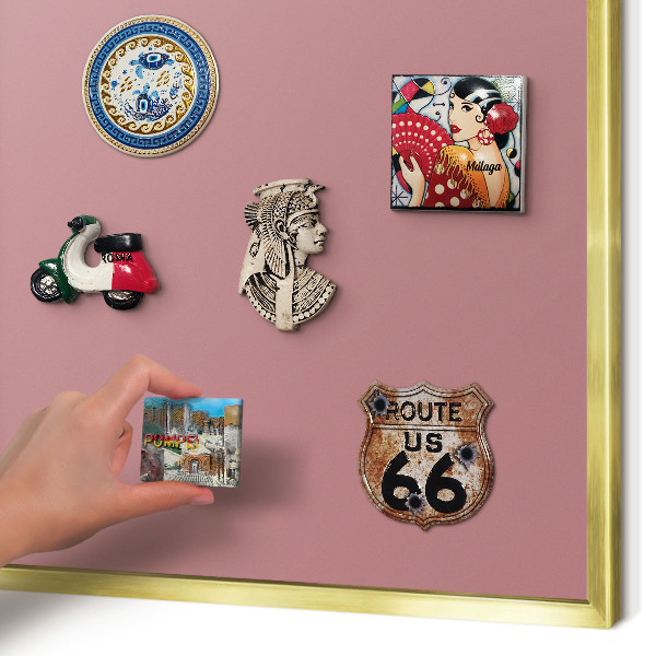 Tableau magnétique avec cadre de couleur dorée Rose poudré