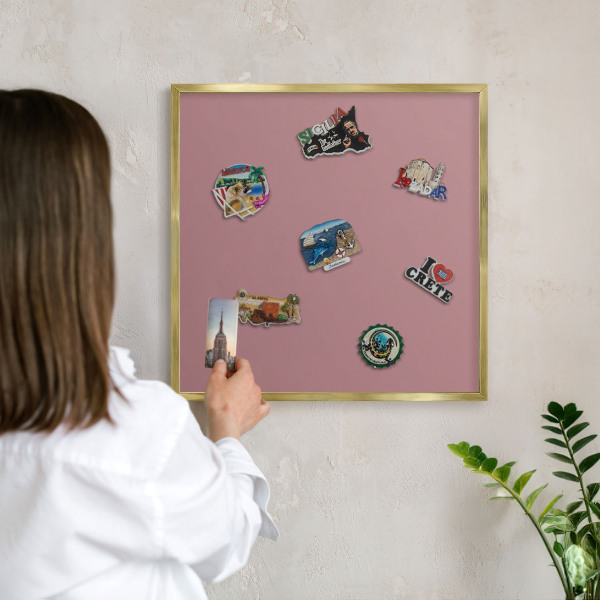 Tableau magnétique avec cadre de couleur dorée Rose poudré