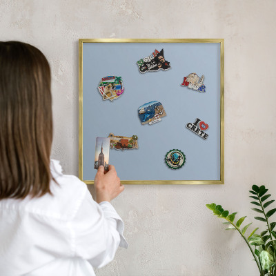 Tableau pour aimants cadre doré Bleu pastel