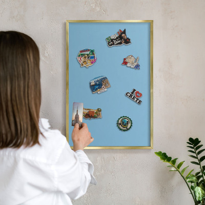 Tableau pour aimants cadre doré Couleur bleue