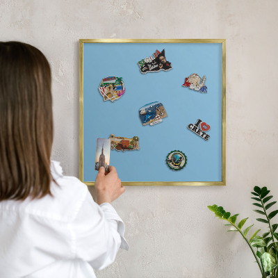 Tableau pour aimants cadre doré Couleur bleue