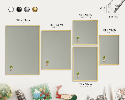 Tableau magnétique avec cadre de couleur dorée Gris neutre