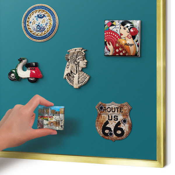 Tableau pour aimants cadre doré Turquoise foncé