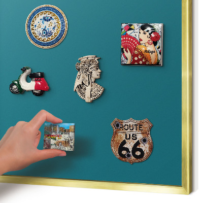 Tableau pour aimants cadre doré Turquoise foncé