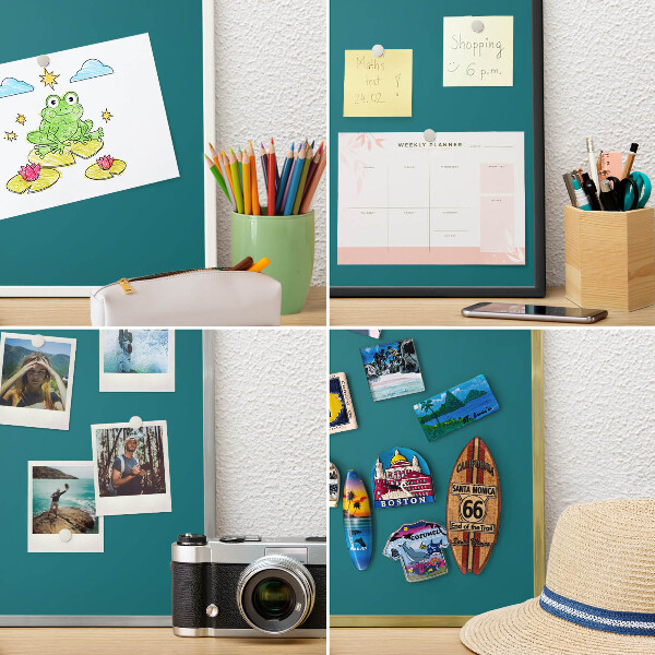 Tableau pour aimants cadre doré Turquoise foncé