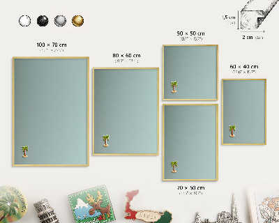 Tableau pour aimants cadre doré Dégradé turquoise