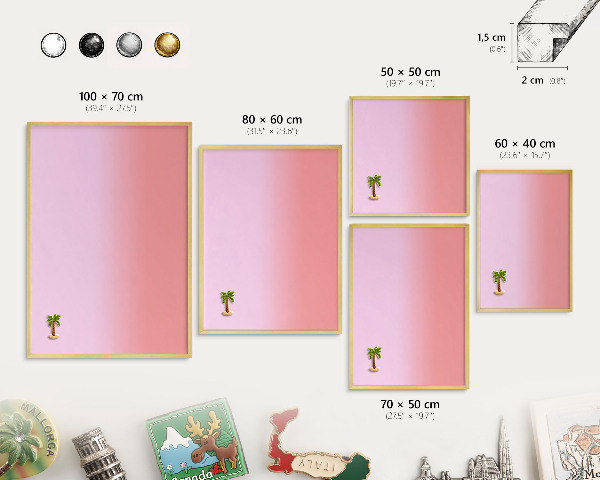 Tableau magnétique avec cadre de couleur dorée Gradient délicat