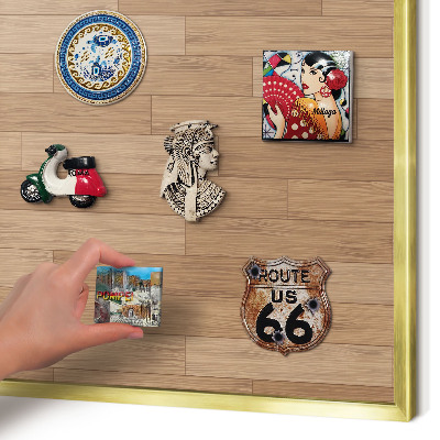 Tableau magnétique avec cadre de couleur dorée Motif en bois
