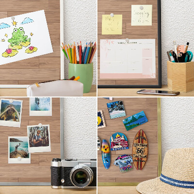 Tableau magnétique avec cadre de couleur dorée Motif en bois