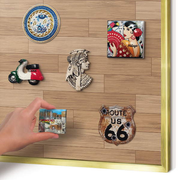 Tableau magnétique avec cadre de couleur dorée Motif en bois