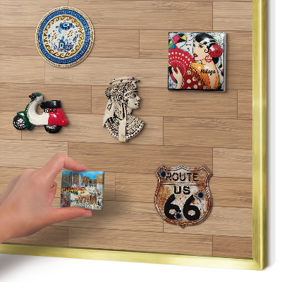 Tableau magnétique avec cadre de couleur dorée Motif en bois