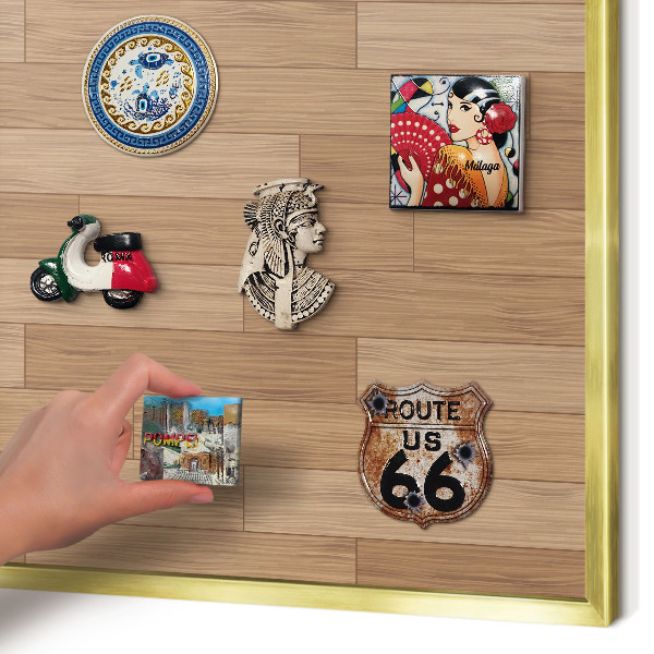 Tableau magnétique avec cadre de couleur dorée Motif en bois