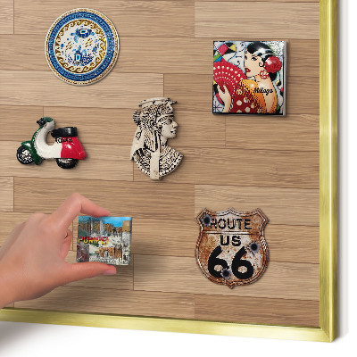 Tableau magnétique avec cadre de couleur dorée Motif en bois