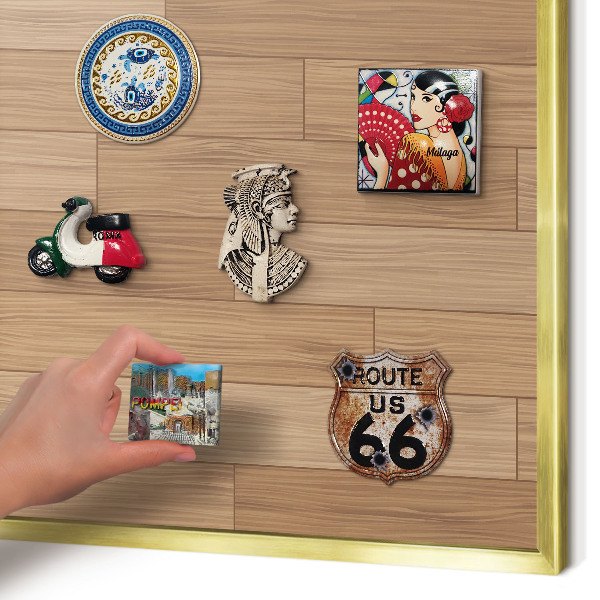 Tableau magnétique avec cadre de couleur dorée Motif en bois
