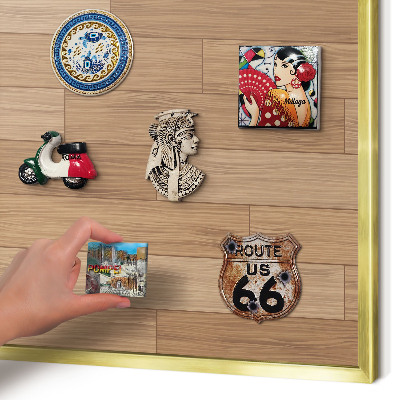 Tableau magnétique avec cadre de couleur dorée Motif en bois