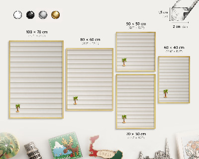 Tableau pour aimants cadre doré Lignes verticales