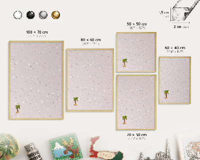 Tableau magnétique avec cadre de couleur dorée Terrazzo moderne
