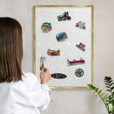 Tableau pour aimants cadre doré Motif en bois