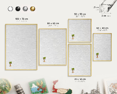 Tableau pour aimants cadre doré Motif en bois
