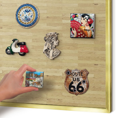 Tableau magnétique avec cadre de couleur dorée Texture bois