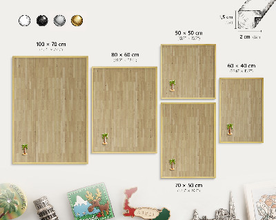 Tableau magnétique avec cadre de couleur dorée Texture bois
