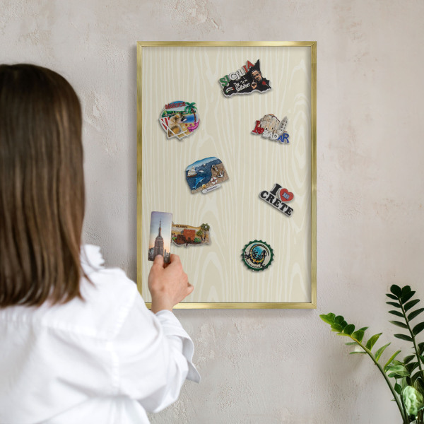 Tableau pour aimants cadre doré Grain beige