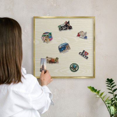 Tableau pour aimants cadre doré Grain beige