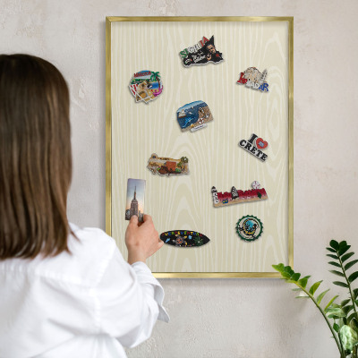 Tableau pour aimants cadre doré Grain beige