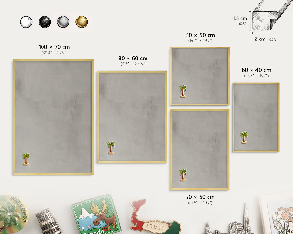 Tableau pour aimants cadre doré Fond gris