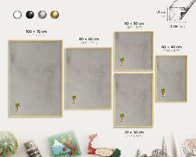 Tableau pour aimants cadre doré Fond gris