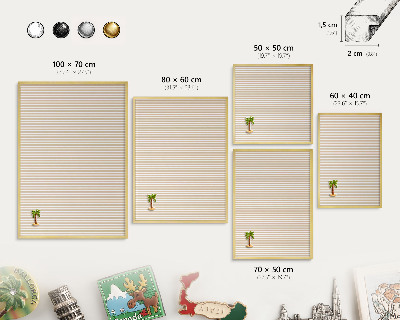 Tableau magnétique avec cadre de couleur dorée Rayures verticales