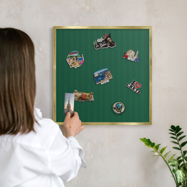 Tableau pour aimants cadre doré Rayures vertes