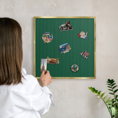 Tableau pour aimants cadre doré Rayures vertes